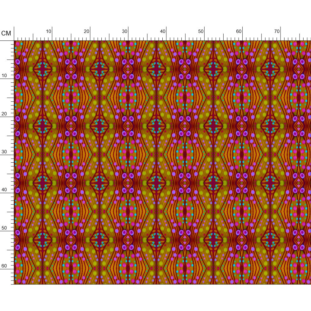 Nouveau-esque patterned fabric in Magenta and Gold by Mindy Macgregor