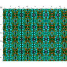 Load image into Gallery viewer, Nouveau-esque patterned fabric in Turquoise and Coral by Mindy Macgreg
