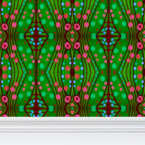 Moogin Nouveau-esque Wallpaper in Green and Pink by Mindy Macgregor