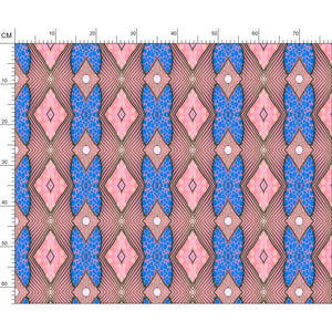 Soft Geometry patterned fabric in Pink and Blue by Mindy Macgregor