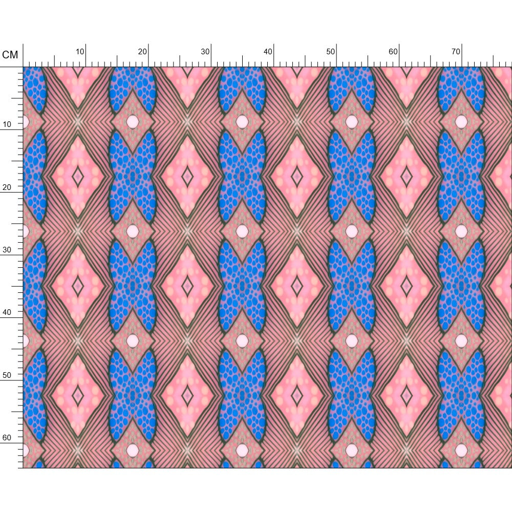 Soft Geometry patterned fabric in Pink and Blue by Mindy Macgregor