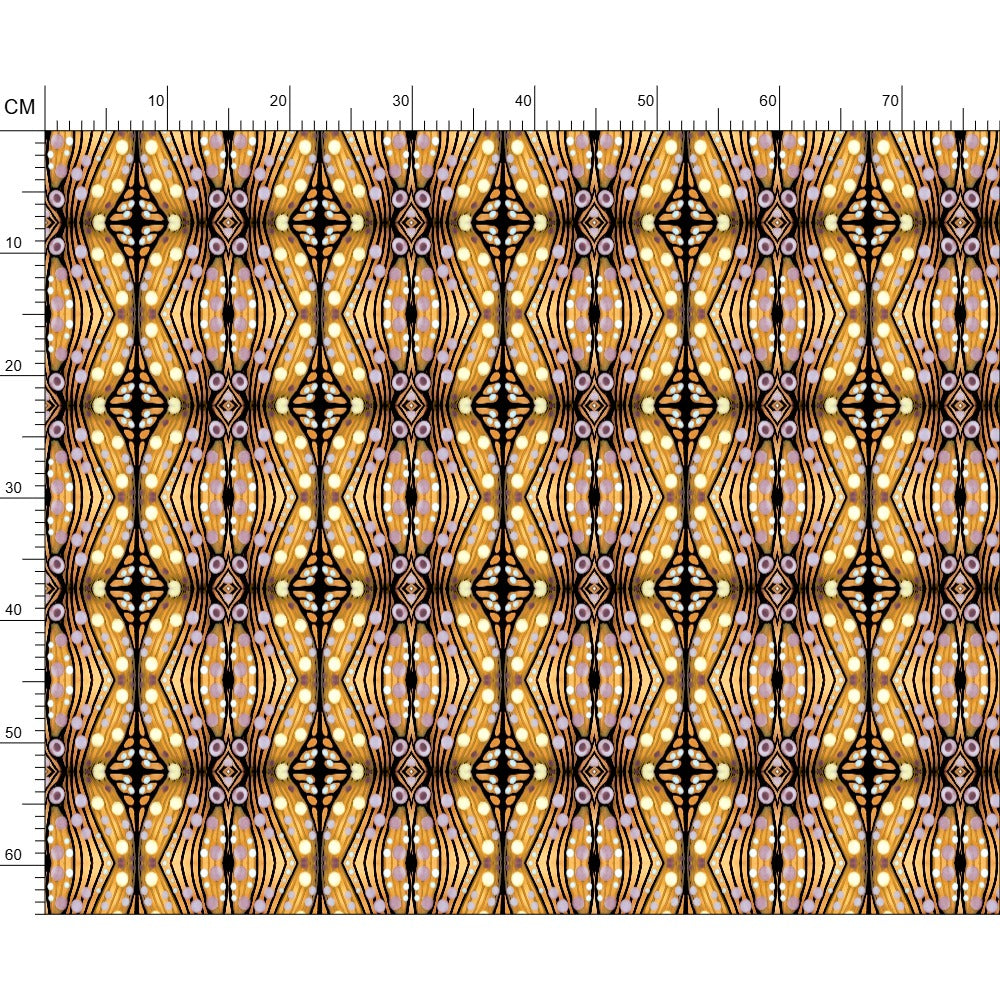 Nouveau-esque patterned fabric in Lilac and Yellow by Mindy Macgregor