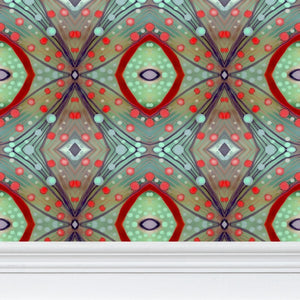 XO Wallpaper in Brick and Purple by Mindy Macgregor