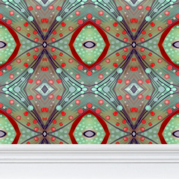 XO Wallpaper in Brick and Purple by Mindy Macgregor