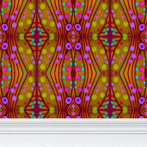 Moogin Nouveau-esque Wallpaper in Magenta and Gold by Mindy Macgregor