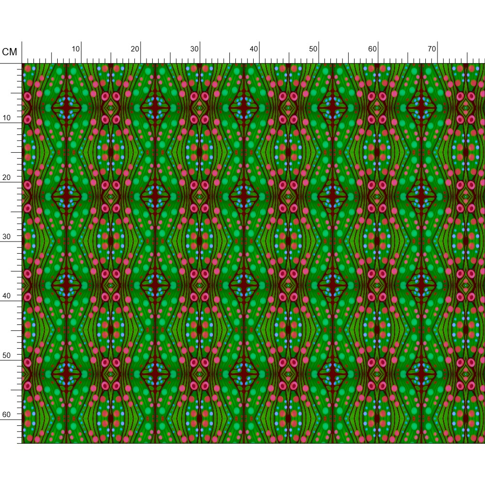 Nouveau-esque patterned fabric in Green and Pink by Mindy Macgregor