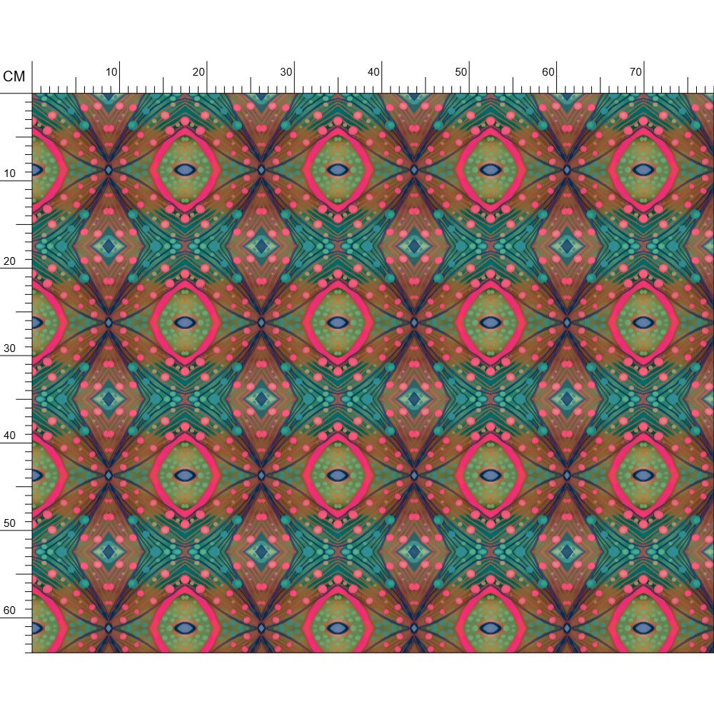 XO patterned fabric in Aqua and Pink by Mindy Macgregor