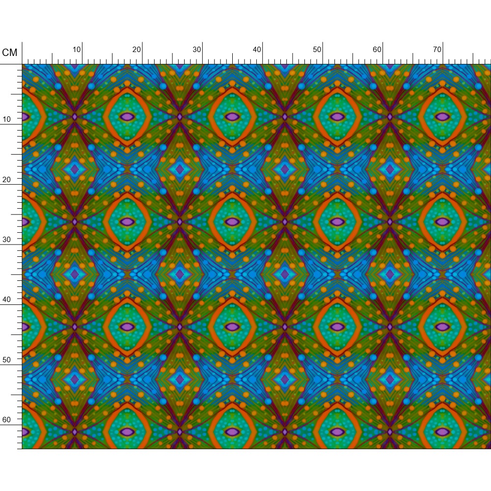 XO patterned fabric in Orange and Blue by Mindy Macgregor