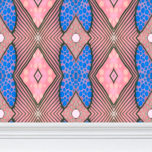 Moogin Soft Geometry Wallpaper in Pink and Blue by Mindy Macgregor
