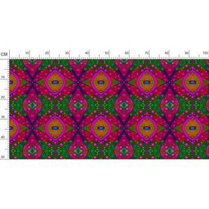 XO patterned fabric in Green and Pink by Mindy Macgregor
