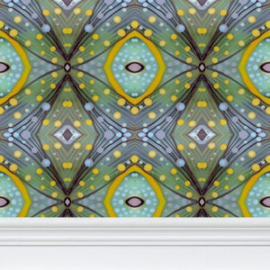 Moogin XO Wallpaper in Purple and Yellow by Mindy Macgregor