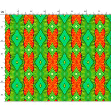 Load image into Gallery viewer, Moogin Soft Geometry patterned fabric in Lime and Orange by Mindy Macgregor
