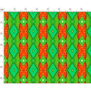 Moogin Soft Geometry patterned fabric in Lime and Orange by Mindy Macgregor