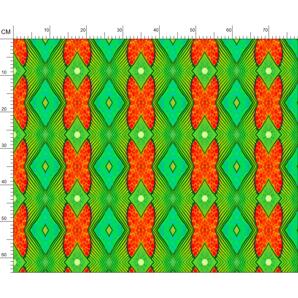 Moogin Soft Geometry patterned fabric in Lime and Orange by Mindy Macgregor
