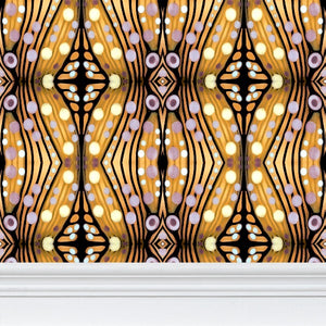 Moogin Nouveau-esque Wallpaper in Lilac and Yellow by Mindy Macgregor
