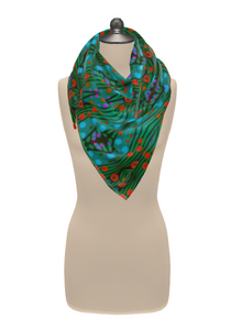 Moogin Nouveau-esque Scarf in Turquoise and Coral by Mindy Macgreg