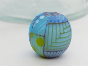 Moogin beads - lampwork glass - Extra large Focal bead Patchwork