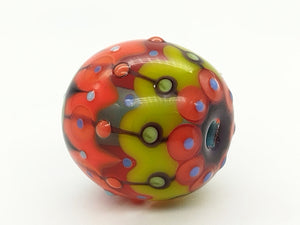 Moogin beads - Carousel patterned lampwork glass extra large Focal bead