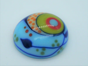 Crewelwork pattern Glass Cabochon 15mm