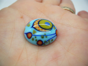 Crewelwork pattern Glass Cabochon 20mm